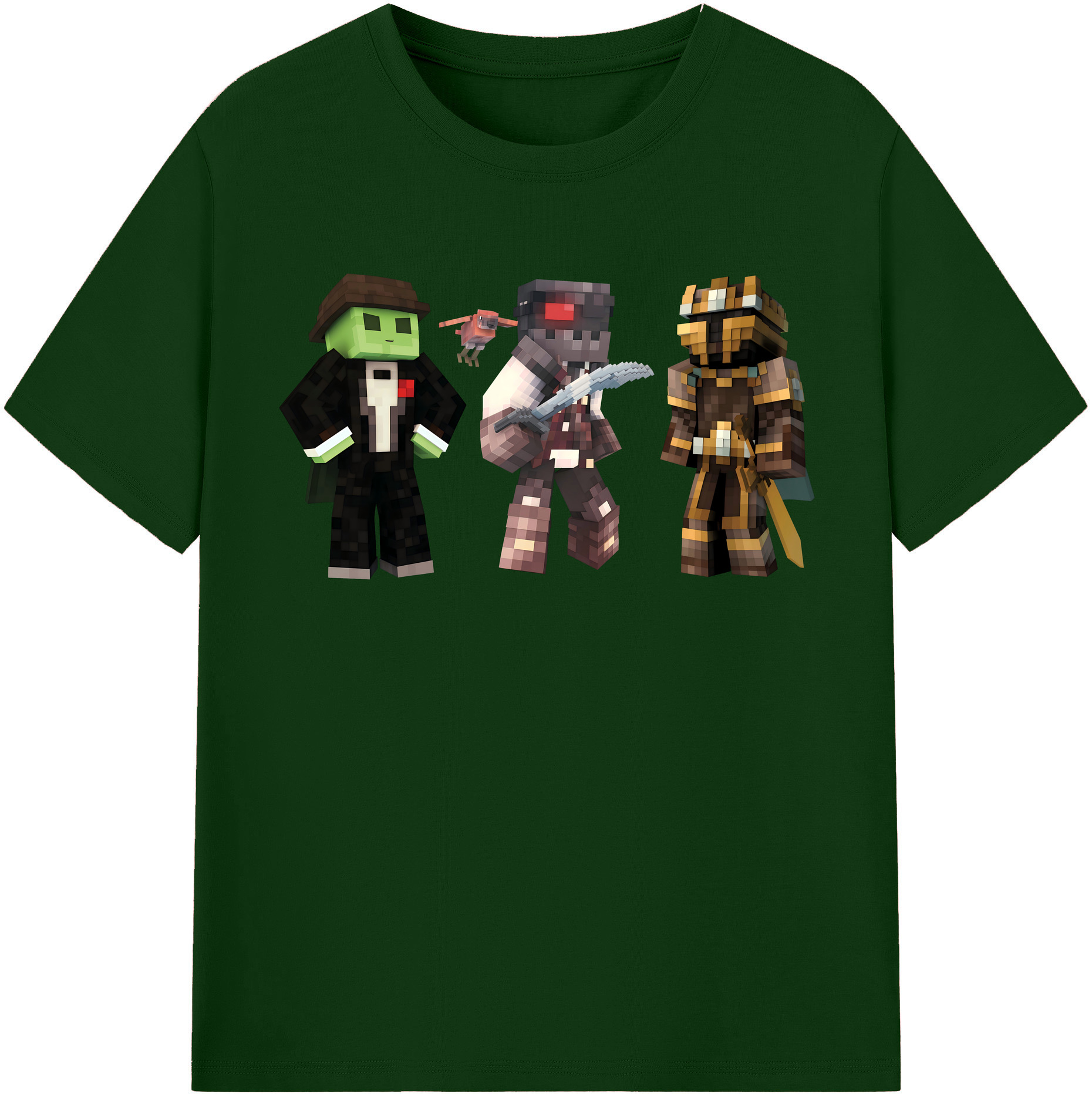（画像用） マインクラフト ブロックの世界 Minecraft MC Block world 綿100％半袖Tシャツ（フロントプリント）